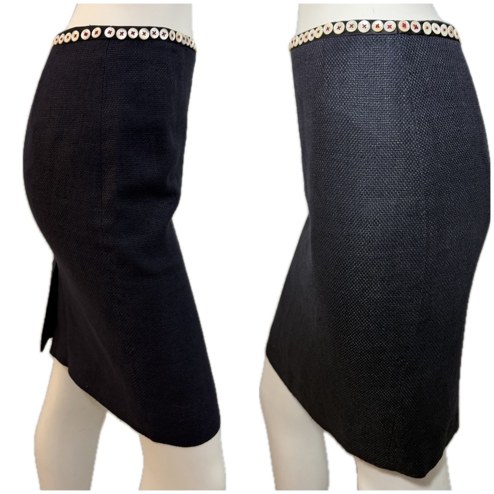 Alexander McQueen 2005 Archive Runway Indigo Linen Tailored Pencil Skirt 40 4-6 - Picture 9 of 15